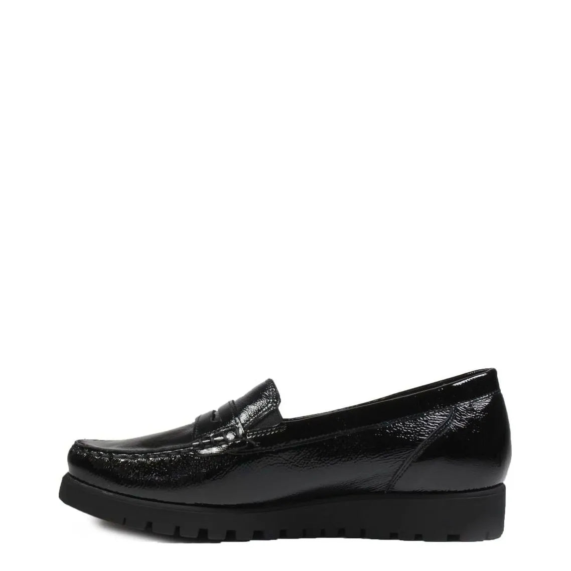 Women's Waldläufer Hegli 549002143 Patent Leather Moccasin Shoes - Black Patent