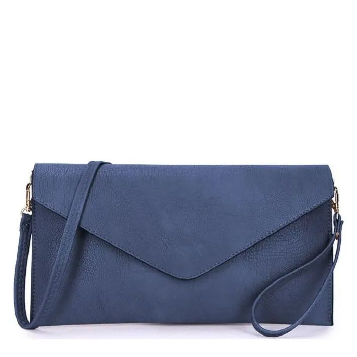 Women's Long & Son Envelope Style, Wristlet, Shoulder, Clutch Bags 120343 - Navy