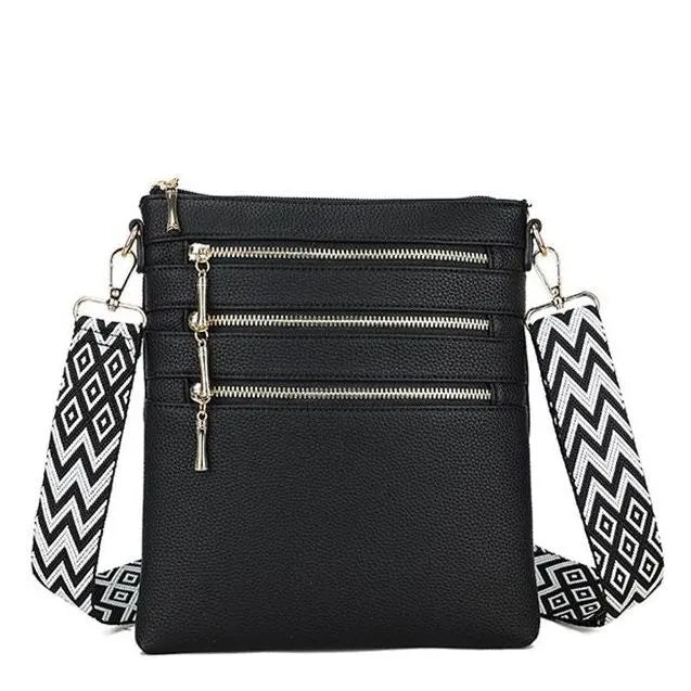 Women's Long & Son Lightweight Medium Cross Body Bags 23358 - Black