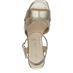 Women's Tamaris 1-28349-42 Vegan Metallic Strappy Heeled Sandals - Light Gold
