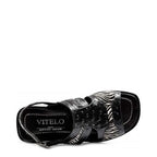 Men's VITELO Zebra & Ostrich Print Leather and Hair Calf Sandals TS 33 - Black