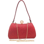 Women's Bessie HB1054 Vintage Top Handle Evening Clutch Bag - Red
