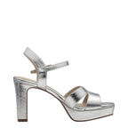 Women's Tamaris 1-28349-42 Vegan Metallic Strappy Heeled Sandals - Silver