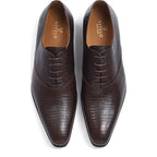 Men's Vitelo Lizard Print Leather Lace-Up Shoes 6269 - Brown