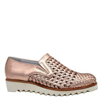 Women's VITELO Metallic Leather Weaved Loafer Shoes F 58 - Rose Gold