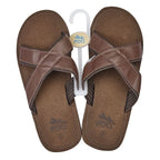 Men's PDQ Cross Strap Slip On Flip Flops M9546 - Brown