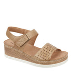 Women's Shoes By Emma Tobago Lightweight Laser Cut Diamante Wedge Heel Sandals - Beige