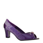 Women's Eye Peep-Toe Mid-Heel Patent Leather Court Shoes L 44 - Purple