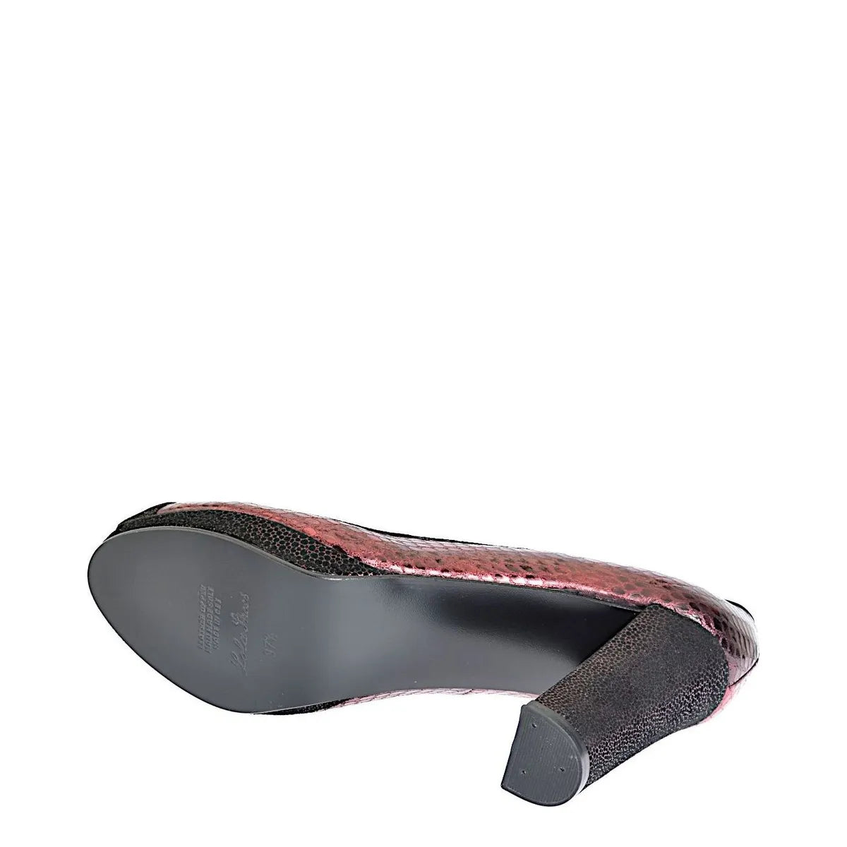 Women's EYE Peep Toe Snake Print Leather High Heel Shoes F 77 - Burgundy