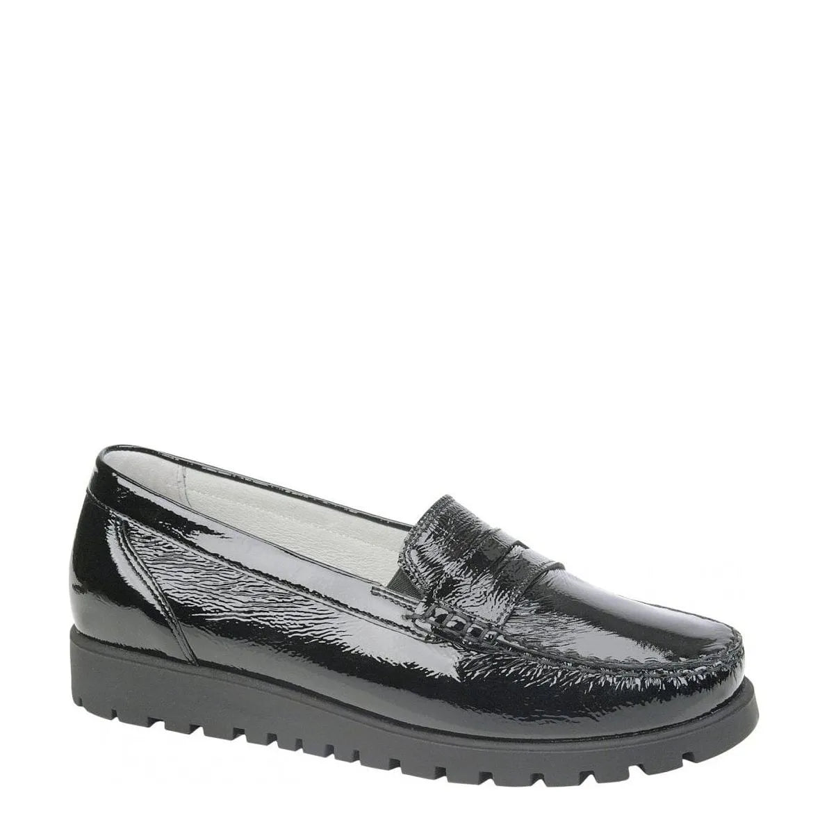 Women's Waldläufer Hegli 549002143 Patent Leather Moccasin Shoes - Black Patent
