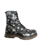 Women's Cipriata Annetta L310 Mid Calf 8 Eyelet Floral Lace-Up Boots - Black / Bronze