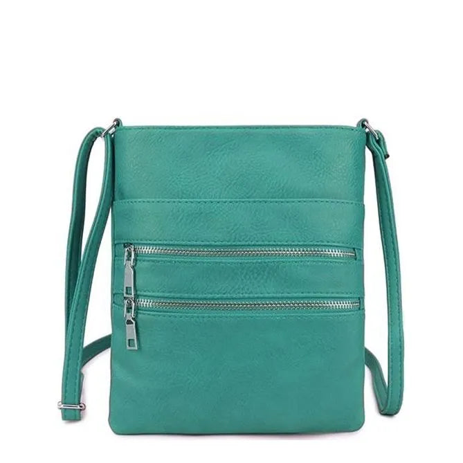 Women's Long & Son Medium Cross Body Bags 18802 - Teal