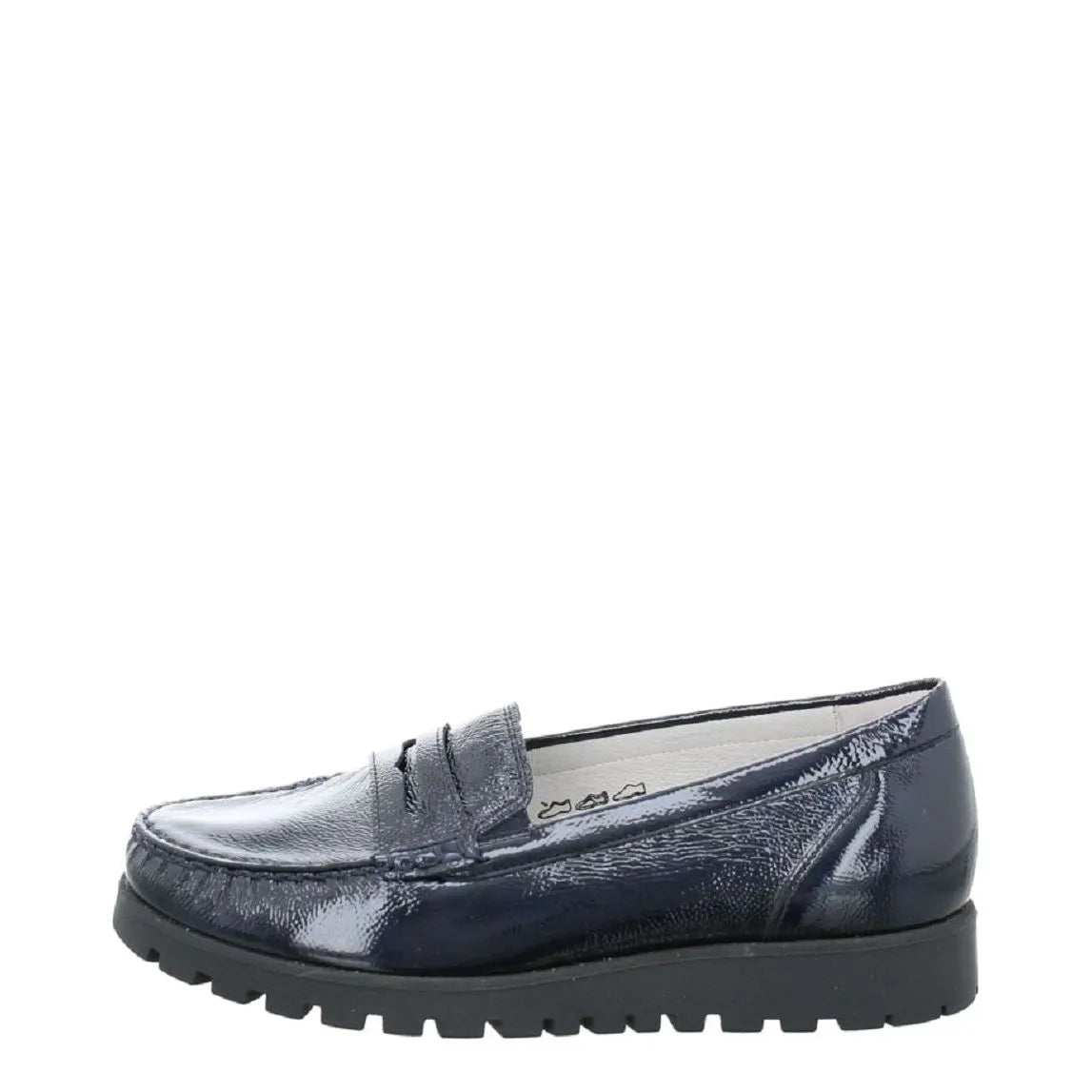 Women's Waldläufer Hegli 549002143 Patent Leather Moccasin Shoes - Navy Notte