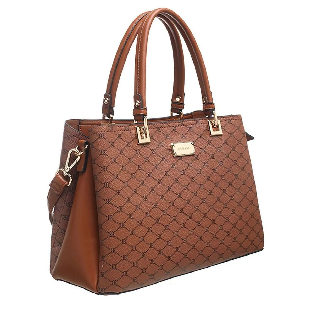 Women's BESSIE Logo Print Two Tone Tote Bags BH4726 Brown – Eye