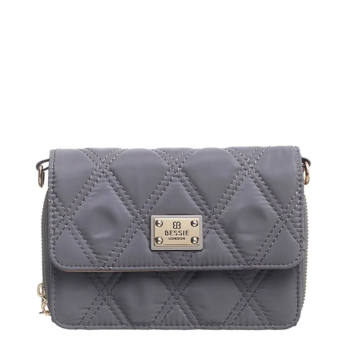 Women's BESSIE Small Quilted Flap Over Cross Body Bags BJ6001 - Grey