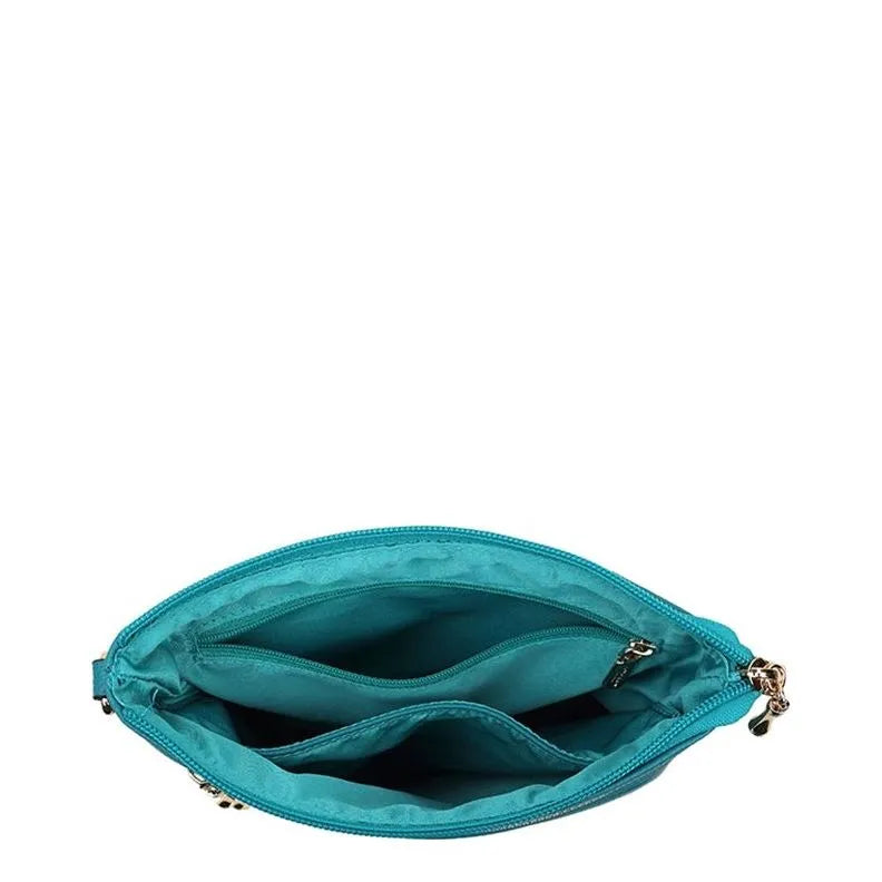 Women's Long & Son Lightweight Medium Cross Body Bags 23358 - Teal