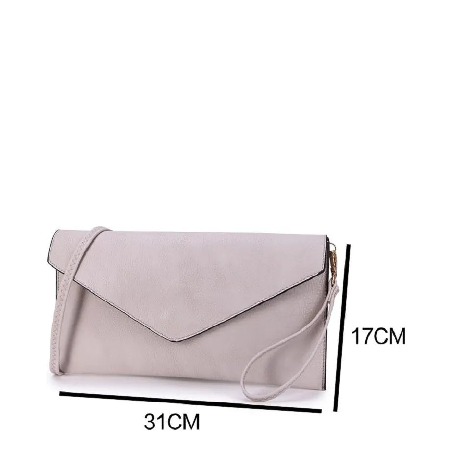 Women's Long & Son Envelope Style, Wristlet, Shoulder, Clutch Bags 120343 - Light Grey