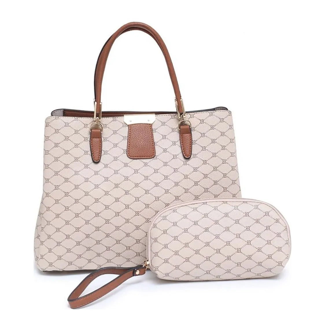 Women's BESSIE London Logo Print 2 Piece Tote Bags BH5000 - Khaki