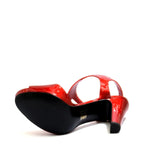 Women's EYE Strappy High Heel Leather Sandals L 40 - Red Patent