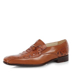 Men's VITELO Croc Print Leather Slip On Shoes TS 11- Tan