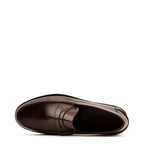 Men's LOAKE Princeton Polished Leather Moccasin Shoes - Burgundy
