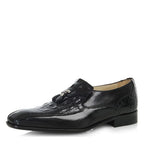 Men's VITELO Croc Print Leather Slip On Shoes TS 11- Black