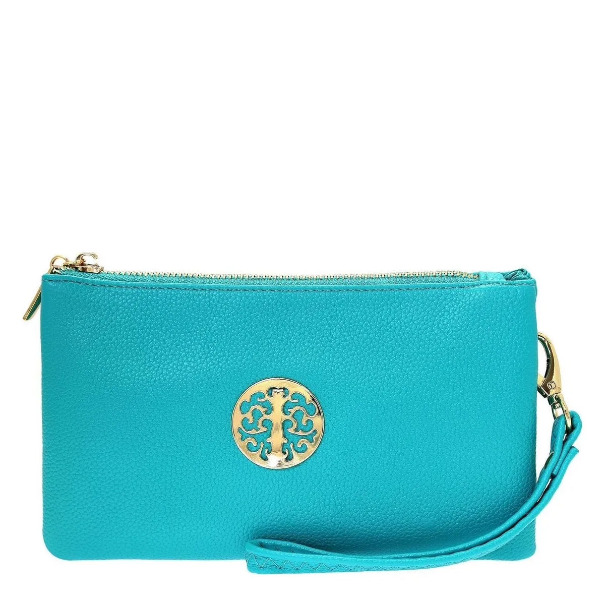 Women's Long & Son Small Clutch, Wristlet, Shoulder ,Cross-Body Bags 3141 - Green Blue