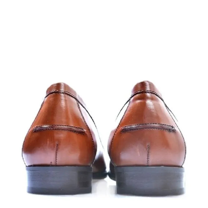 Women's EYE Pointed Toe Polished Leather Loafer Shoes F 108 - Tan