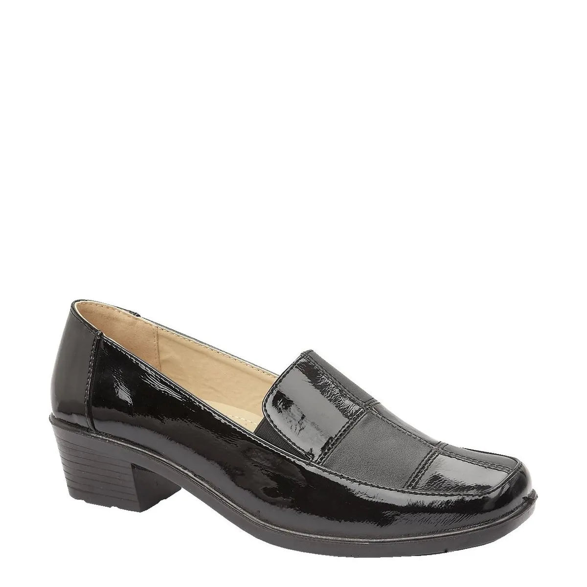 Women's Shoe Tree COMFORT Harlequin Lightweight Loafer Shoes - Black Patent
