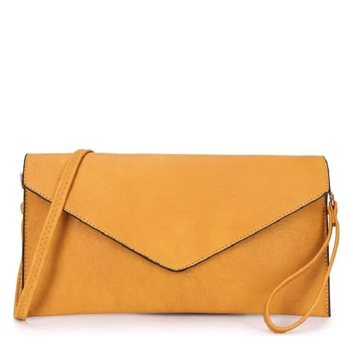 Women's Long & Son Envelope Style, Wristlet, Shoulder, Clutch Bags 120343 - Mustard Yellow