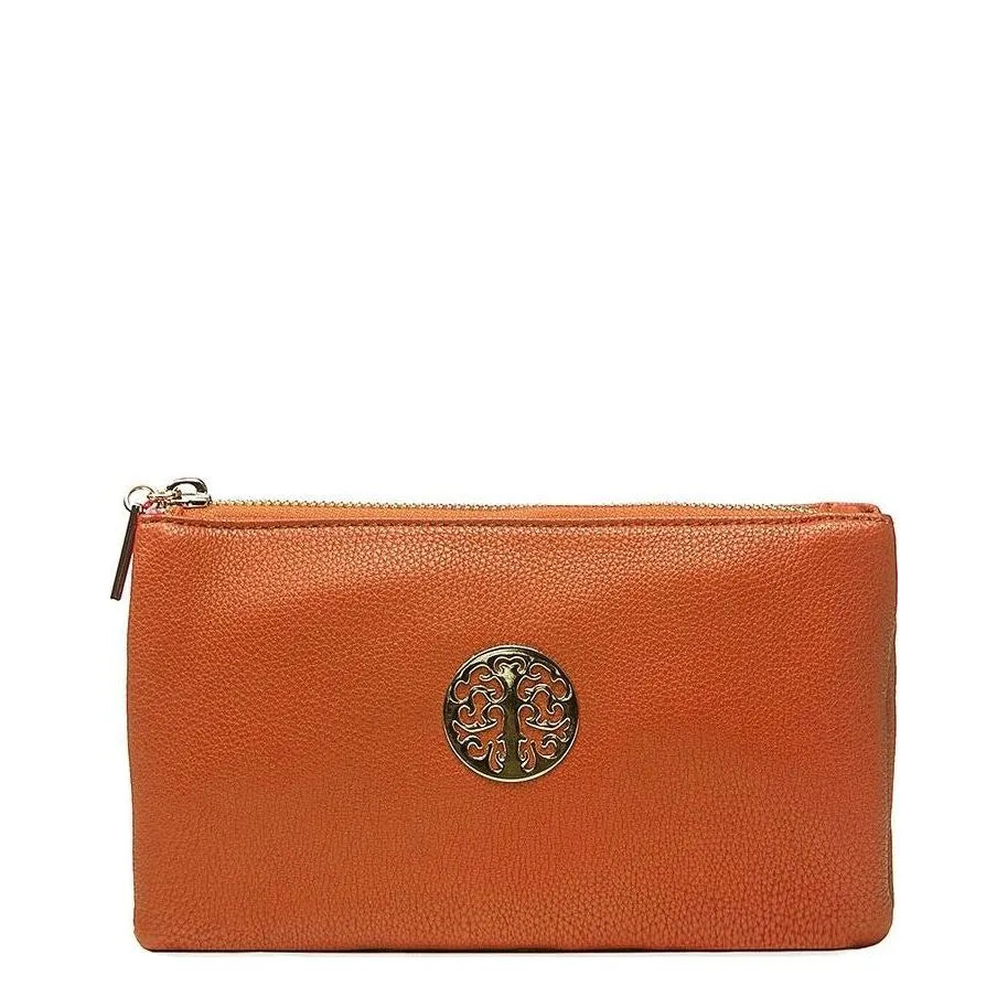 Women's Long & Son Small Clutch, Wristlet, Shoulder ,Cross-Body Bags 3141- Orange