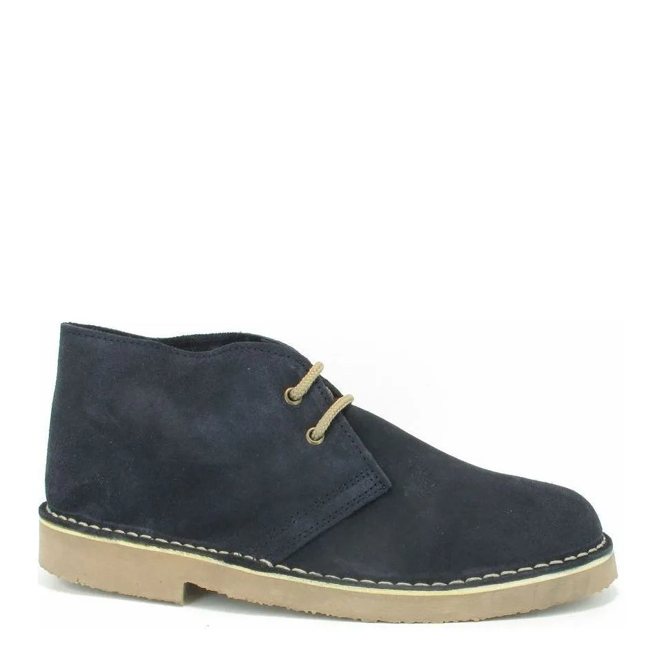 Boys ROAMERS Leather Suede Desert Boots - Navy