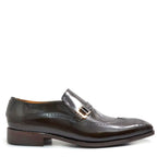 Men's VITELO Semi-Brogue Polished Leather Slip-On Shoes 144-45 - Brown