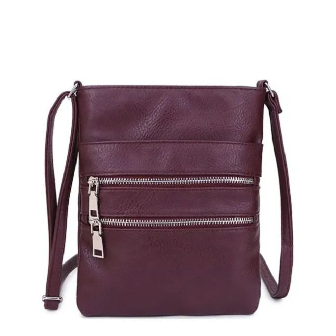 Women's Long & Son Medium Cross Body Bags 18802 - Wine