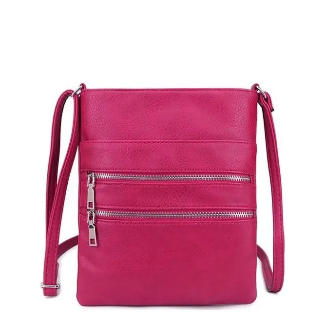 Women's Long & Son Medium Cross Body Bags 18802 - Fuchsia