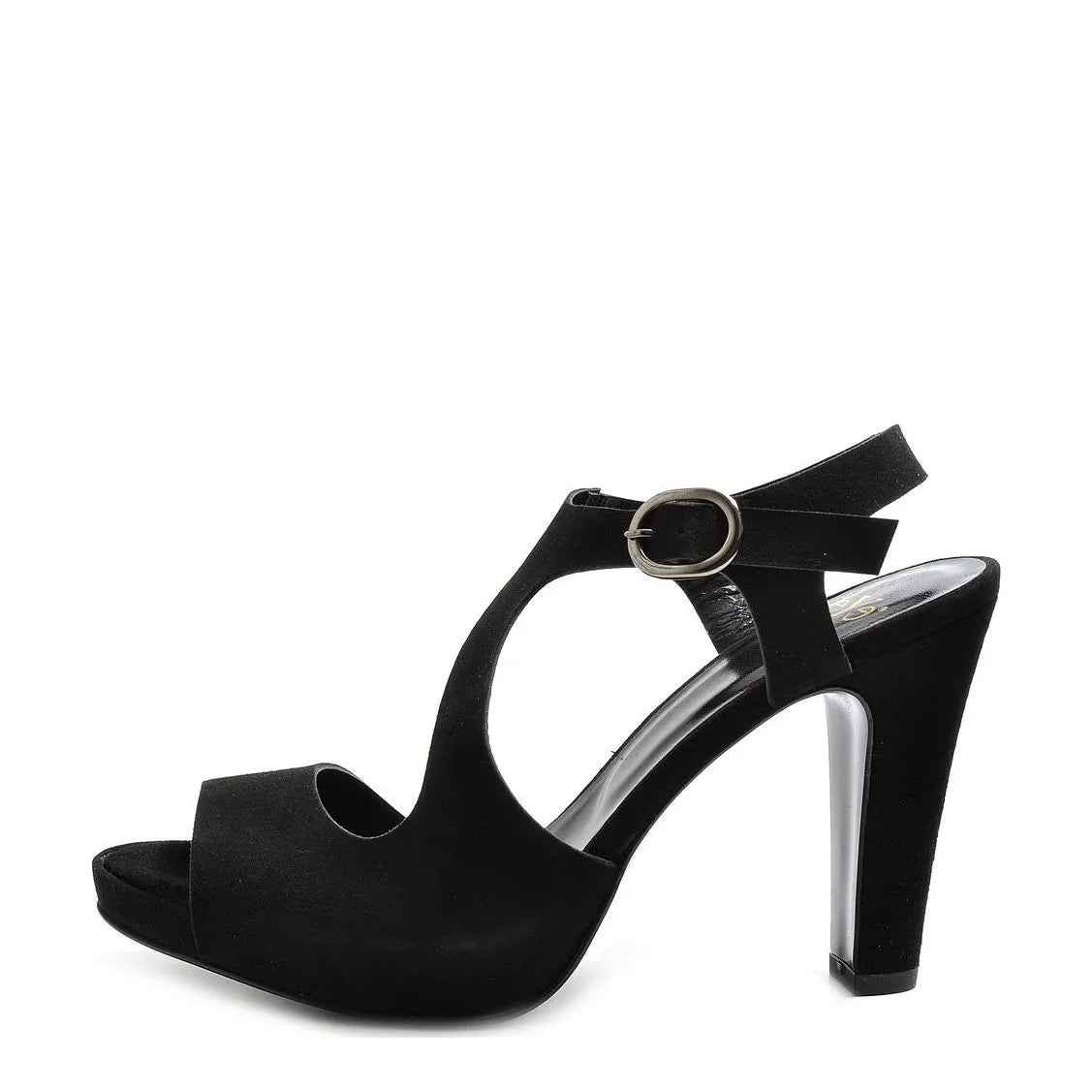 Women's EYE Strappy High Heel Leather Sandals L 40 - Black Suede