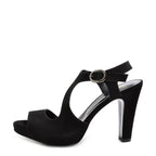 Women's EYE Strappy High Heel Leather Sandals L 40 - Black Suede