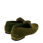 Men's John White Headley Leather Suede Moccasin Shoes - Military