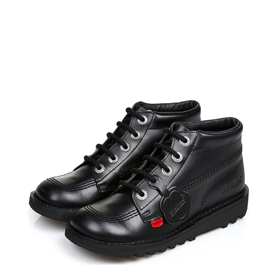 Boy's Kickers Kick Hi Classic Junior Lace-up Boots - Black