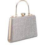 Women's BESSIE HB1087 Vintage Top Handle Sparkly Evening Clutch Bag - Grey