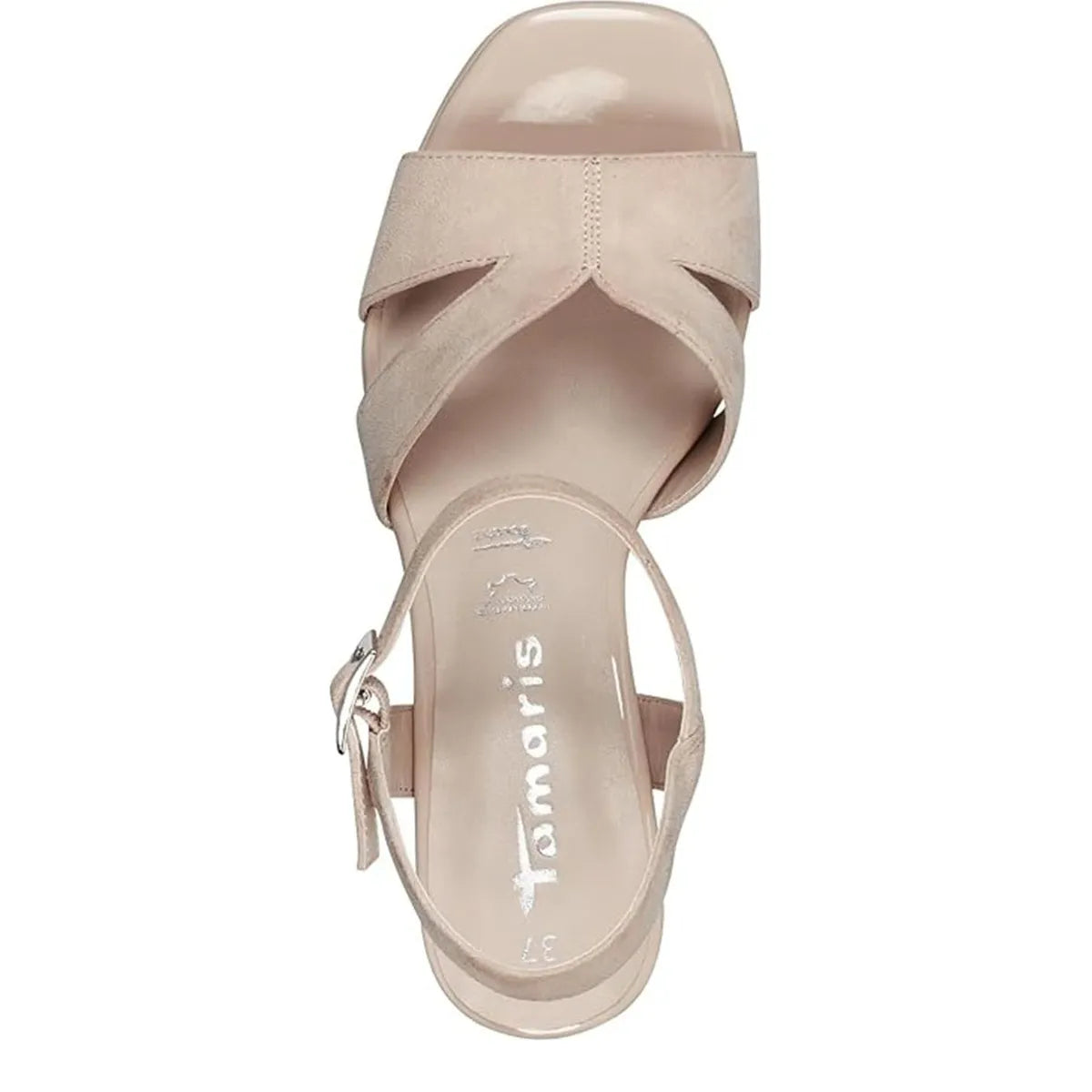 Women's Tamaris 1-28309-42 Strappy Leather Heeled Sandals - Nude