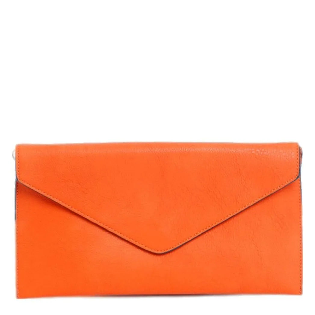 Women's Long & Son Envelope Style, Wristlet, Shoulder, Clutch Bags 120343 - Orange