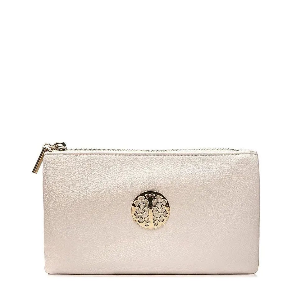 Women's Long & Son Small Clutch, Wristlet, Shoulder ,Cross-Body Bags 3141- Beige