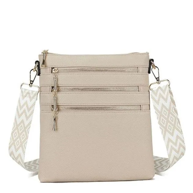 Women's Long & Son Lightweight Medium Cross Body Bags 23358 - Beige