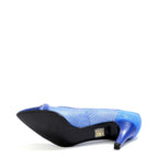 Women's EYE Snake Print Leather Pointed Court Shoes G 126 - Royal Blue