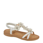 Women's JO & JOE Goa Lightweight Flower Trims and Elasticated Sling Back Sandals - White