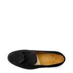 Men's Berwick 1707 8491 Tasselled Suede Leather Moccasin Shoes M 54 - Black