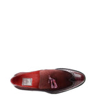 Men's VITELO Tassel & Brogue Leather Suede Slip-On Loafer Shoes M 61 - Burgundy