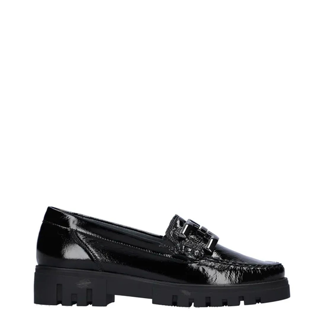 Women's Waldläufer 723508 143 001 H-Serena Patent Leather Loafer Shoes - Black