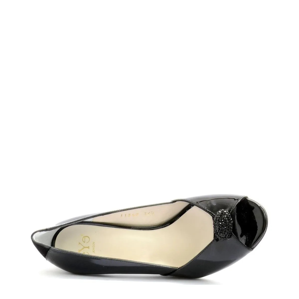 Women's Eye Peep-Toe Mid-Heel Patent Leather Court Shoes L 44 - Black